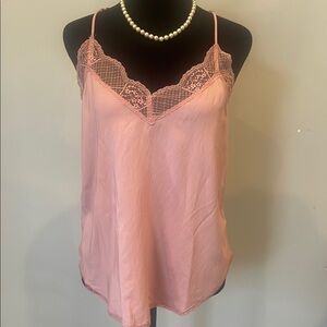 Pink Lace Trim Camisole Top